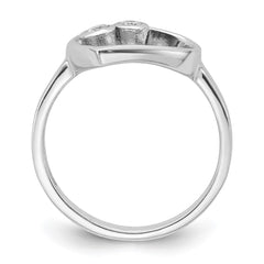 Sterling Silver Rhodium-plated CZ Open Heart Ring - 2