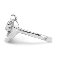 Sterling Silver Rhodium-plated CZ Open Heart Ring - 2