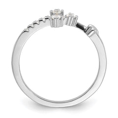 Sterling Silver Flash Platinum-plated CZ Cross Ring - 3