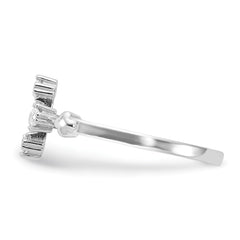 Sterling Silver Flash Platinum-plated CZ Cross Ring