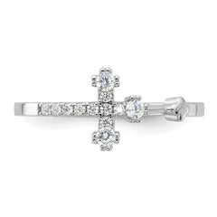 Sterling Silver Flash Platinum-plated CZ Cross Ring - 2