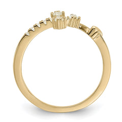 Sterling Silver Gold-tone CZ Cross Ring