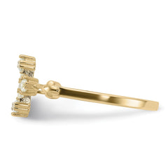 Sterling Silver Gold-tone CZ Cross Ring