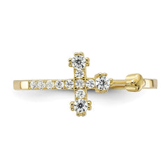 Sterling Silver Gold-tone CZ Cross Ring - 3