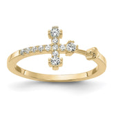 Sterling Silver Gold-tone CZ Cross Ring - 3