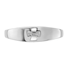 Sterling Silver Rhodium-plated Polished Cut-out Cross Ring - 6