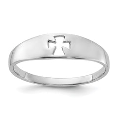 Sterling Silver Rhodium-plated Polished Cut-out Cross Ring - 5