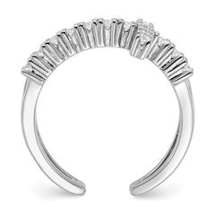 True Fire Sterling Silver Rhodium-plated Double Cross CZ Open Back Ring - 3