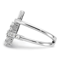 True Fire Sterling Silver Rhodium-plated Double Cross CZ Open Back Ring - 3