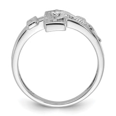 Sterling Silver Rhodium-plated INRI Crucifix Ring - 3