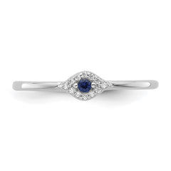 Sterling Silver Rhodium-plated Blue and Clear CZ Evil Eye Ring - 3
