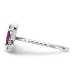 Sterling Silver Rhodium-plated Red and White CZ Butterfly Ring - 3