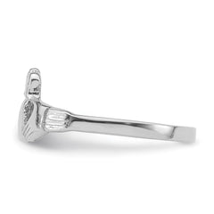Sterling Silver Rhodium-plated Claddagh Ring - 4