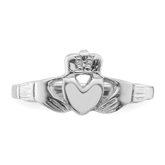 Sterling Silver Rhodium-plated Claddagh Ring - 4