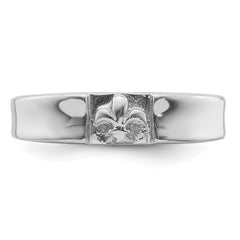 Sterling Silver Rhodium-plated Fleur-de-Lis Band Ring - 2