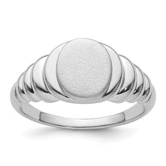 Sterling Silver Rhodium-plated Satin and Polished Signet Ring - 3