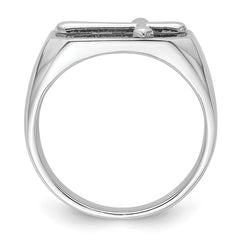 Sterling Silver Rhodium-plated Polished Cross Ring - 2