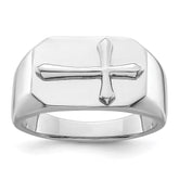 Sterling Silver Rhodium-plated Polished Cross Ring