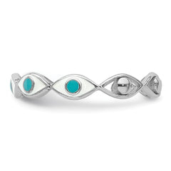 Sterling Silver Rhodium-plated with Enamel Evil Eye Ring - 2