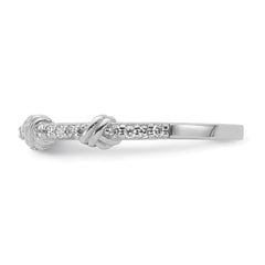Sterling Silver Rhodium-plated Clear CZ Knot Ring - 3