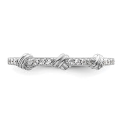 Sterling Silver Rhodium-plated Clear CZ Knot Ring - 3