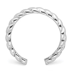 Sterling Silver Rhodium-plated Textured Twist Adjustable Ring