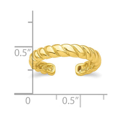 Sterling Silver Flash Gold-plated Textured Twist Adjustable Ring