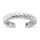Sterling Silver Rhodium-plated Textured Twist Adjustable Ring