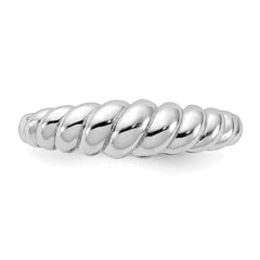 Sterling Silver Rhodium-plated Scalloped Ring - 3