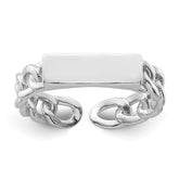 Sterling Silver Rhodium-plated Bar and Chain Link Adjustable Ring