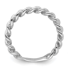 Sterling Silver Rhodium-plated Polished Chain Link Ring - 2