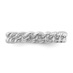 Sterling Silver Rhodium-plated Polished Chain Link Ring - 2