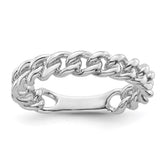 Sterling Silver Rhodium-plated Polished Chain Link Ring - 2