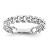 Sterling Silver Rhodium-plated Polished Chain Link Ring - 3