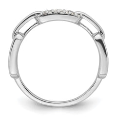 Sterling Silver Rhodium-plated CZ Link Ring - 3