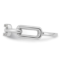 Sterling Silver Rhodium-plated CZ Link Ring - 3