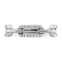 Sterling Silver Rhodium-plated CZ Link Ring - 3