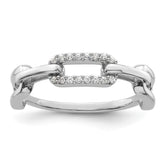 Sterling Silver Rhodium-plated CZ Link Ring - 3