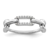 Sterling Silver Rhodium-plated CZ Link Ring - 5