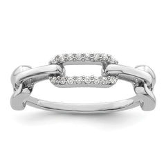Sterling Silver Rhodium-plated CZ Link Ring - 3