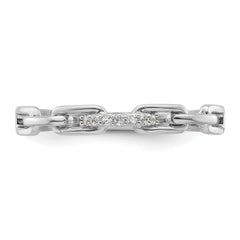 Sterling Silver Rhodium-plated CZ Link Ring - 2
