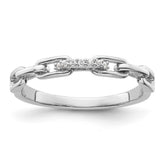 Sterling Silver Rhodium-plated CZ Link Ring