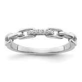Sterling Silver Rhodium-plated CZ Link Ring - 4