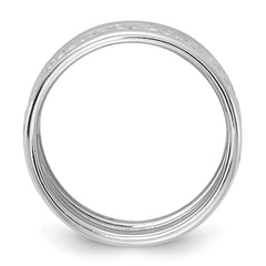 Sterling Silver Rhodium-plated Textured and Polished 3 Ring Band Set - 2