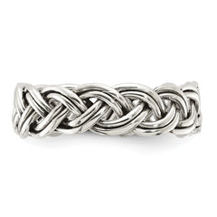 Sterling Silver Oxidize and Polished 6mm Braided Band - 3