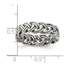 Sterling Silver Oxidize and Polished 6mm Braided Band - 3