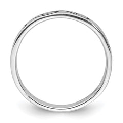 Sterling Silver Rhodium-plated Antiqued Wave Design 4.5mm Band Ring - 3