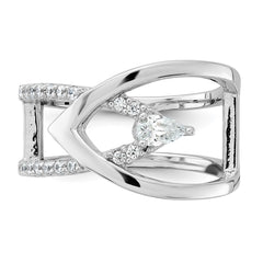 Sterling Silver Rhodium-plated Fancy CZ Ring - 2