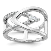 Sterling Silver Rhodium-plated Fancy CZ Ring - 3