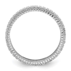 Sterling Silver Rhodium-plated CZ 3mm Eternity Band - 2